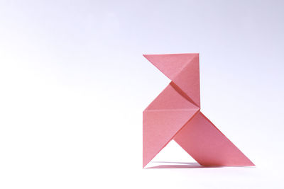 High angle view of paper flag against white background