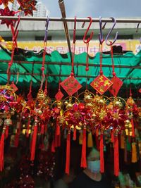 Close-up of decoration hanging for sale