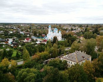 High angle view of residential district