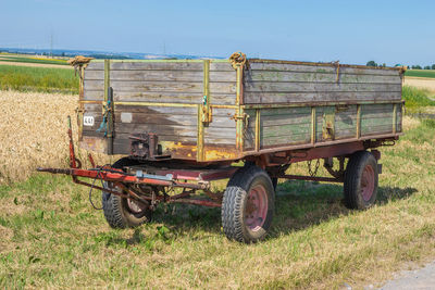 Vintage car on field