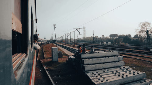 Outside view from a running train in asia 