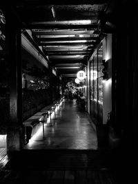 Illuminated corridor of building