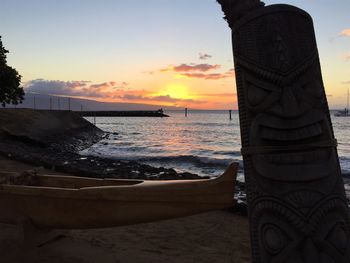 Scenic view of sea against sky at sunset