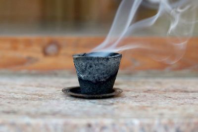 Close-up of coffee on table