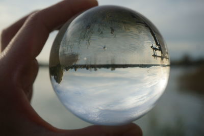 Close-up of person holding glass