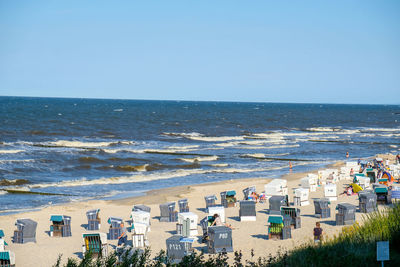 Scenic view of sea against clear sky