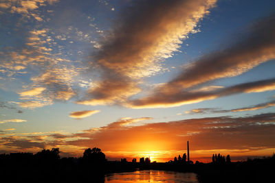 Silhouette of city during sunset