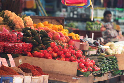 Various fruits for sale at market stall