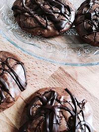 Close-up of chocolate cake on table