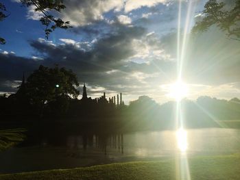 Scenic view of sunset over city