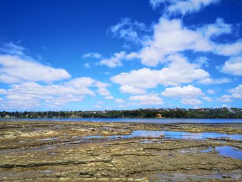Scenic view of lake against sky