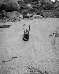 High angle view of toy on rock at beach