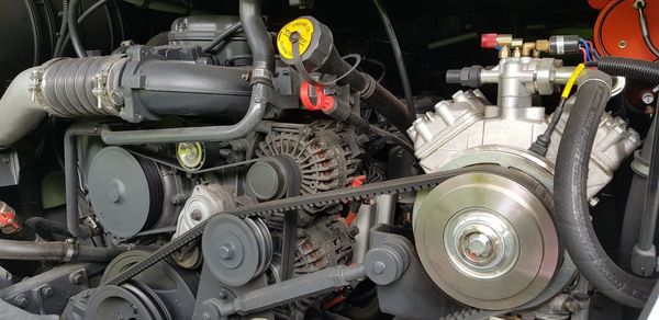 High angle view of machine part