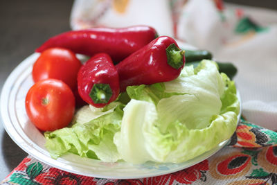 Close-up of fruits in bowl on table