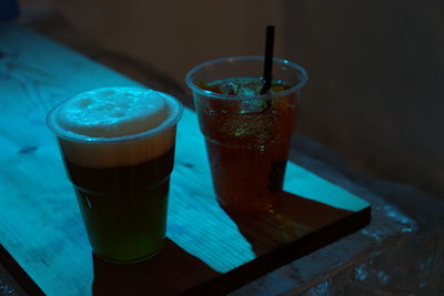 High angle view of coffee on table