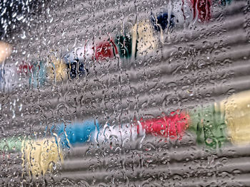 Close-up of wet windshield