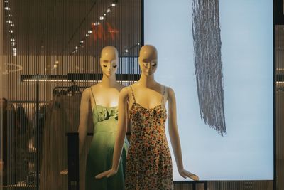 Close-up of a mannequin standing in store