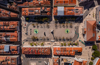High angle view of buildings in city