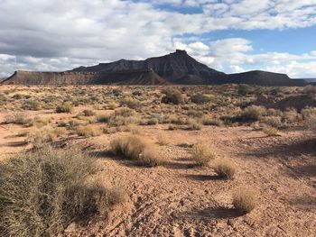 Scenic view of desert against sky