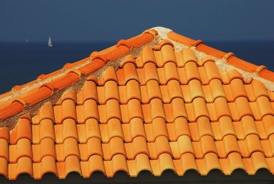 Panoramic view of roof against clear sky