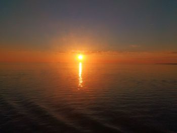 Scenic view of sea at sunset