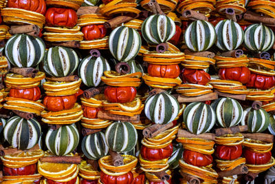 Full frame shot of multi colored for sale at market stall