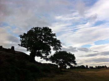 Scenic view of grassy field against cloudy sky