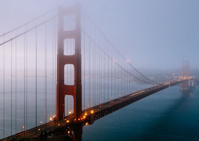 Fog over bridge on river