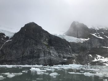 Scenic view of snow mountains against sky