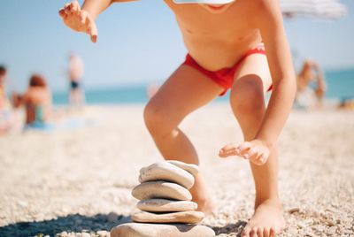 Close-up of boy on beach