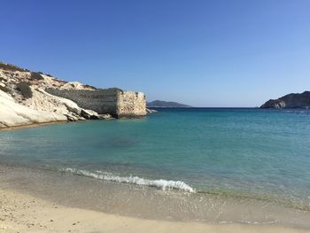 Scenic view of sea against clear sky