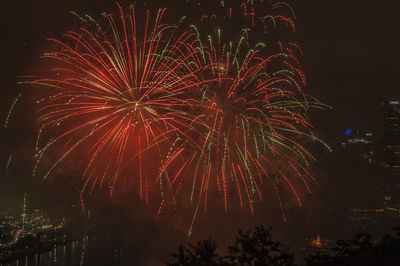 Low angle view of firework display