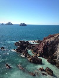 Scenic view of sea against clear sky