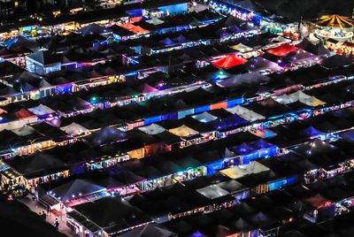 Aerial view of illuminated christmas lights