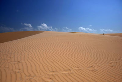 Sand dunes in desert against sky