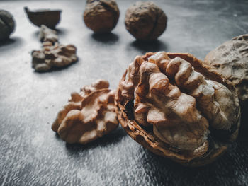 High angle view of bread on table