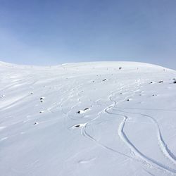 Scenic view of landscape against blue sky