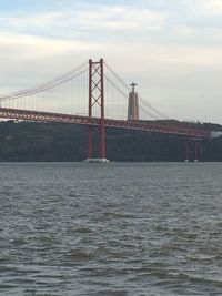 Suspension bridge over river