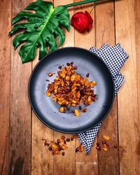 High angle view of food on table