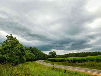 Scenic view of landscape against cloudy sky