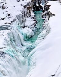 High angle view of frozen sea