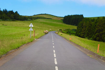 Road amidst field against sky