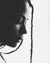 Close-up portrait of woman looking away