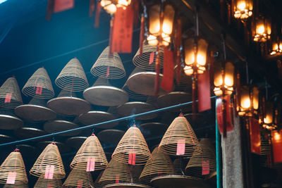 Chinese incent and lamp in a temple.