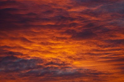 Low angle view of cloudy sky at sunset