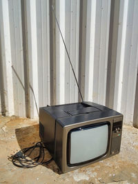 Close-up of old television set