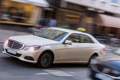 Blurred motion of car in city