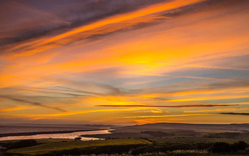 Scenic view of sunset over sea
