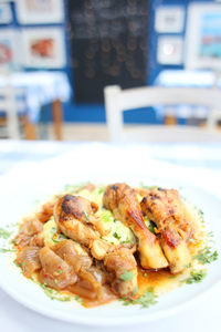 Close-up of meal served in plate