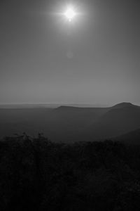 Scenic view of silhouette mountains against clear sky